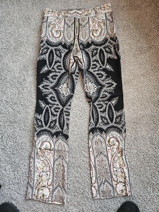 Etro Pants - Etro Black, Cream & Pink Paisley Wide-Leg Pants